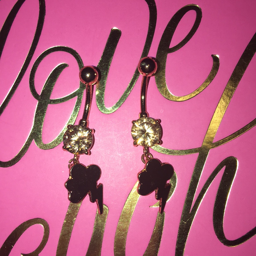 Bundle Two Gold Lightening Bolt Belly Rings